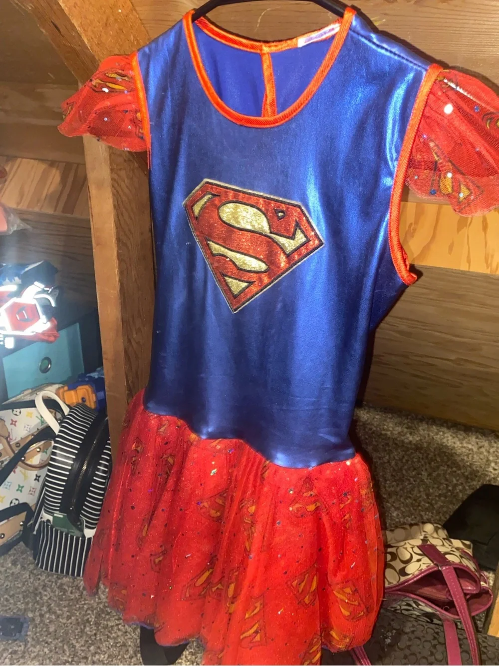Supergirl Inspired Blue & Red Girls Costume Dress - Kids Costume